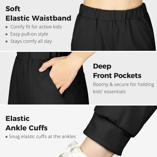BIG ELEPHANT Girls Lightweight Jogger Pants with Pockets