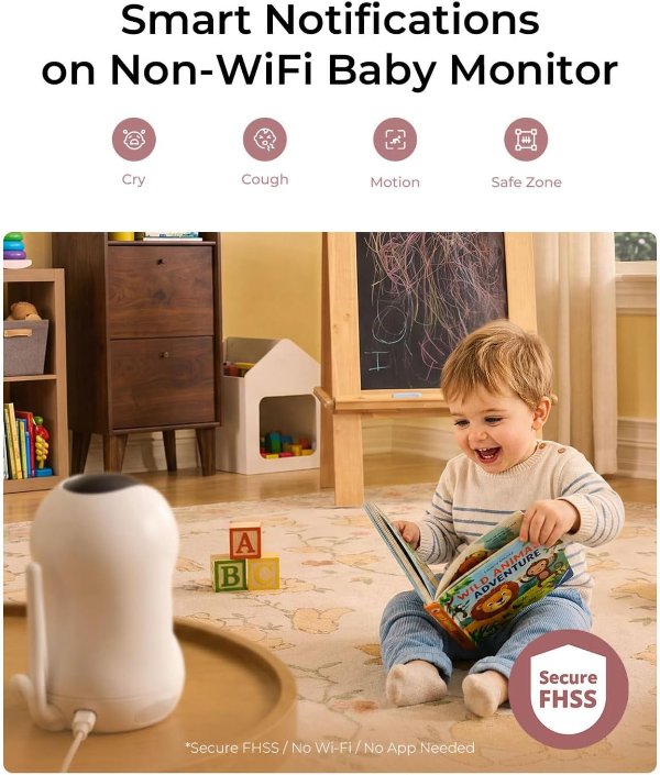Momcozy 无WiFi婴儿监视器 5.5英寸1080P 智能预警