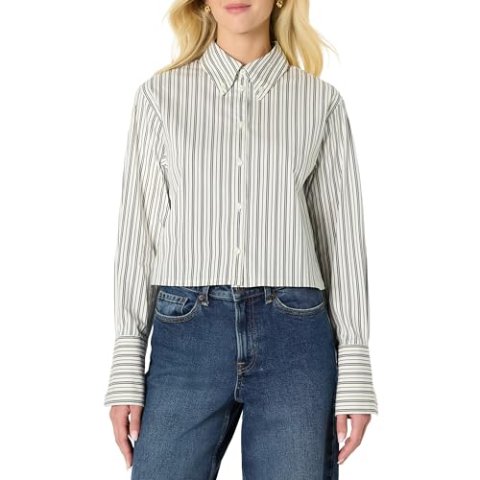 Amazon Essentials Women's Oversized-Fit Cropped Cotton Stretch Button-Down Shirt XX-Large