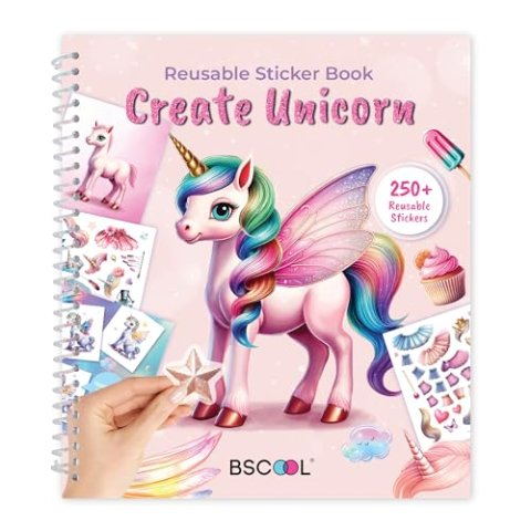 BSCOOL Unicorn Sticker Book Kids Activity Fashion Design