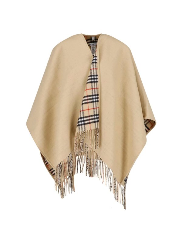 Poncho-Style Jacket with Classic Checkered Lining