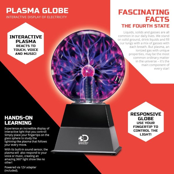 Discovery Plasma Globe Touch & Sound Sensitive Interactive Lamp