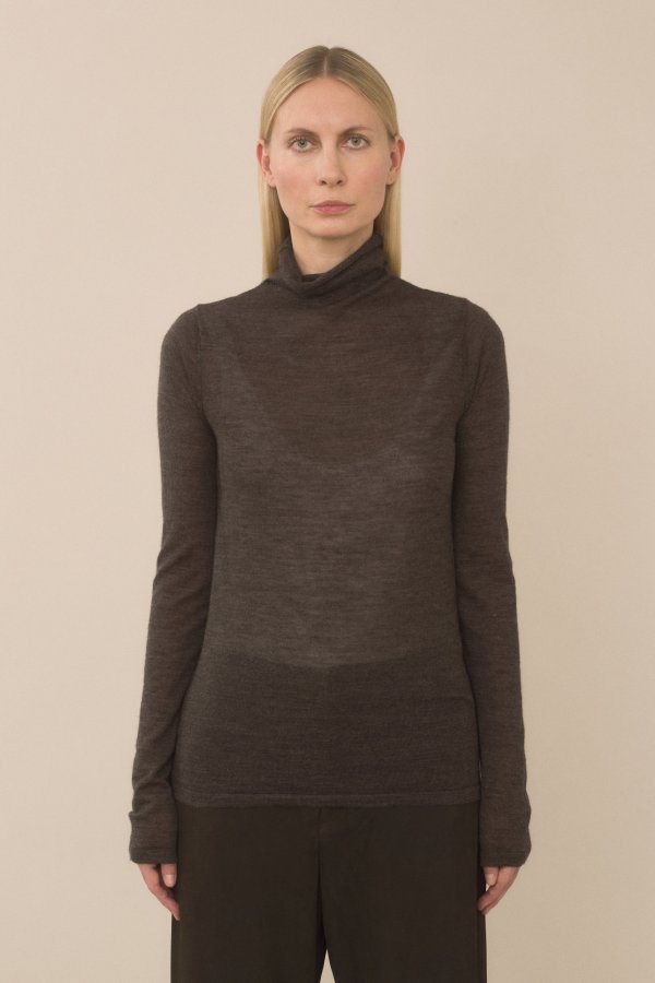 Super Fine Funnel Fine Gauge Knit Stand Neck