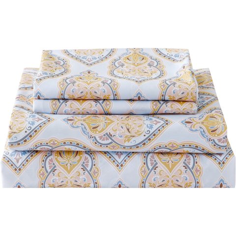 ChicView Queen Size Boho Paisley 4-Piece Microfiber Bed Sheet Set Breathable Anti-Pilling Deep Pocket