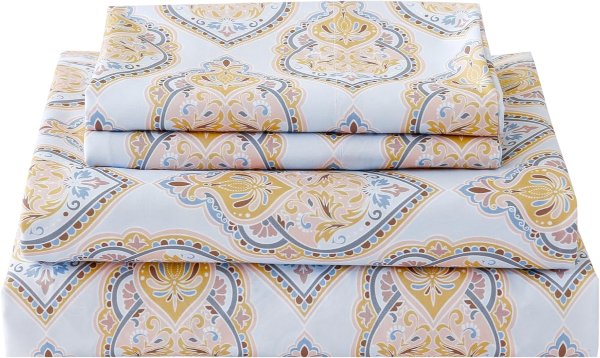 ChicView Queen Size Boho Paisley 4-Piece Microfiber Bed Sheet Set Breathable Anti-Pilling Deep Pocket