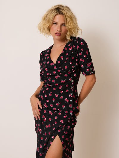 FILIPPA 裹身连衣裙 樱桃印花