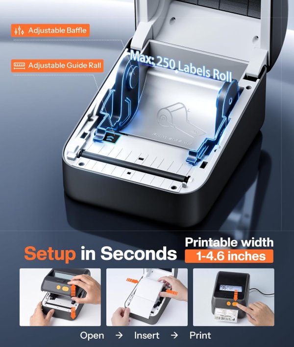Phomemo D421R Shipping Label Printer with Display and Built-in Label Bin