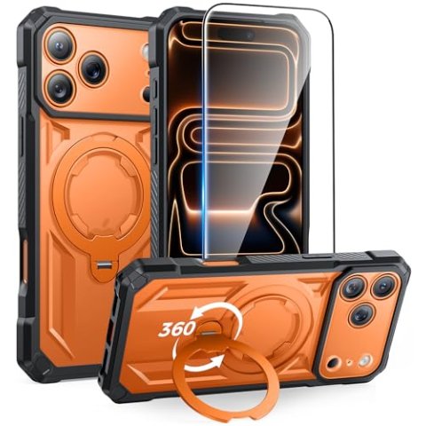 FNTCASE for iPhone 18 Pro Max/17 Pro Max Case with 360° Magnetic Stand