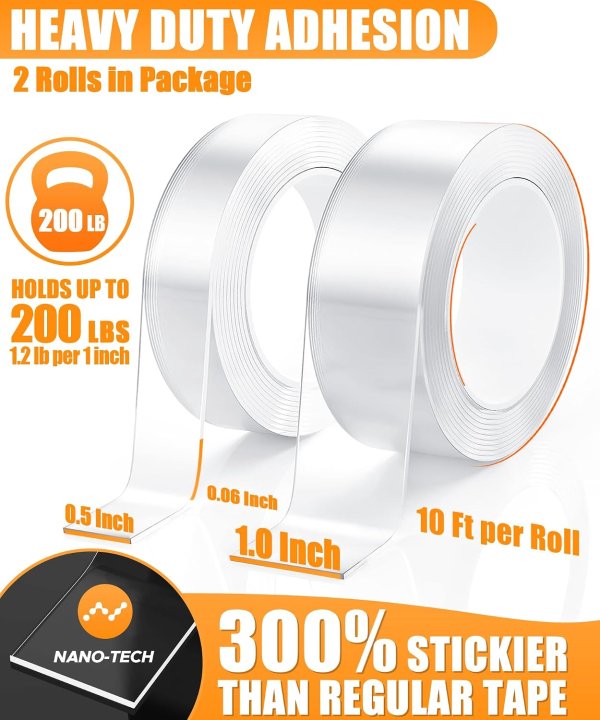 Affixar Double Sided Nano Mounting Tape 240" Extra Strong Waterproof Removable Heavy Duty