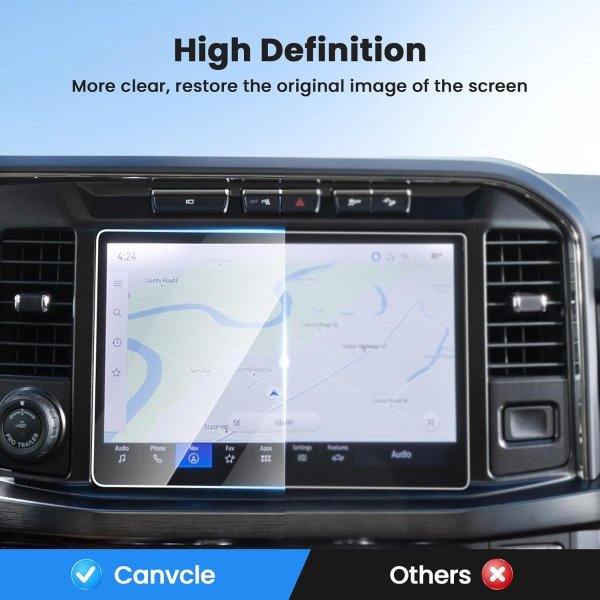 Canvcle 2PCS 12 Inch Tempered Glass Screen Protector for 2023-2026 Ford Super Duty F250 F350 F450 Navigation