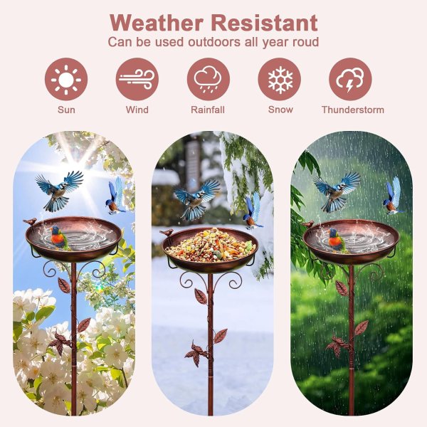 GRECOMEIN 12 Inch Metal Outdoor Bird Bath