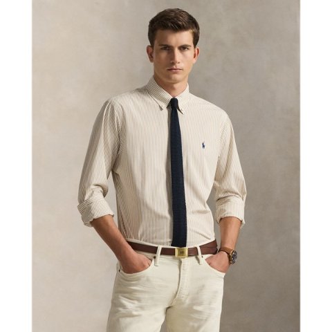 Slim Fit Striped Stretch Poplin Shirt