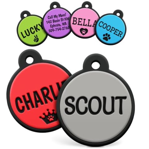 GoTags Silicone Pet Tag Personalized Engraved Silent