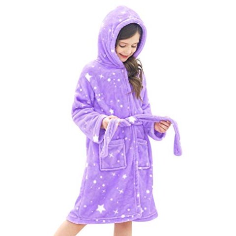 Doctor Unicorn Soft Hooded Bathrobe Sleepwear for Girls 6-7 Years