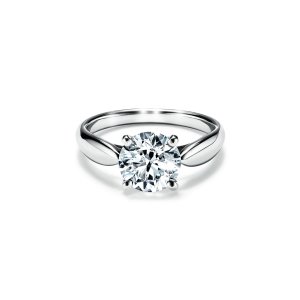 TIFFANY & Co 铂金圆形明亮式订婚戒指