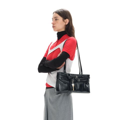 BROCLE Vein Pattern Cow Leather Shoulder Bag