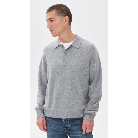 FRAME Boiled Wool Polo Sweater