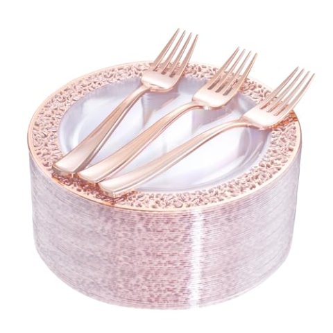 I00000 144件塑料甜品盘 带叉 婚礼用
