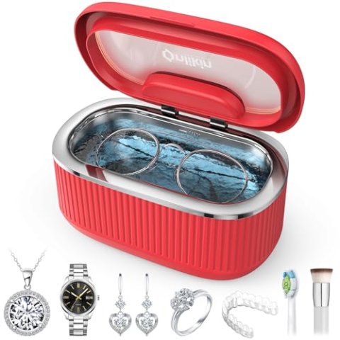 onlikin 45KHz Ultrasonic Jewelry Cleaner 5 Timer 35W 304 Stainless Steel 20oz