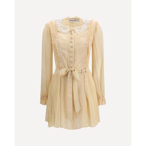 SELF-PORTRAIT Pleated Georgette Mini Dress