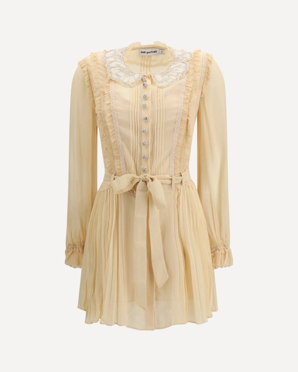 SELF-PORTRAIT Pleated Georgette Mini Dress