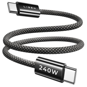 白菜价：LISEN 240W USB C转C短线 1.5英尺2条装
