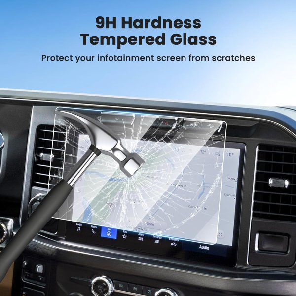 Canvcle 2PCS 12 Inch Tempered Glass Screen Protector for 2023-2026 Ford Super Duty F250 F350 F450 Navigation