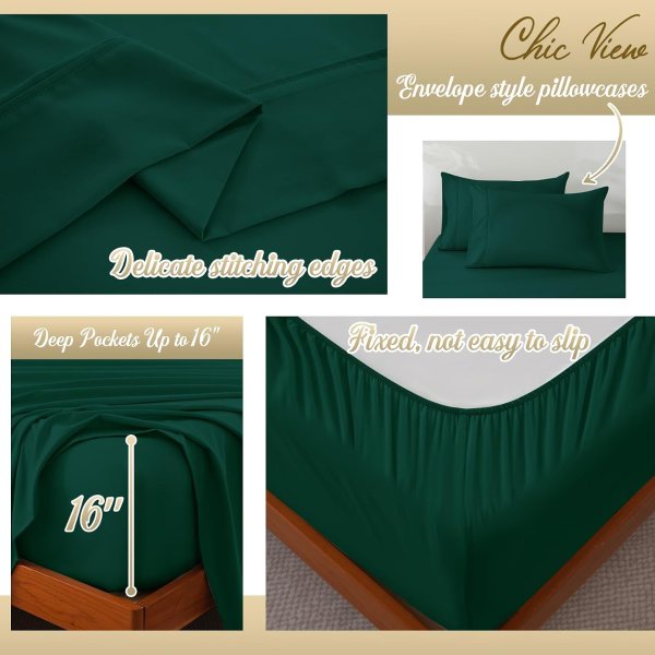 ChicView King Sheet Set 4-Piece Hotel Luxury Soft Microfiber Deep Pocket Bedsheets