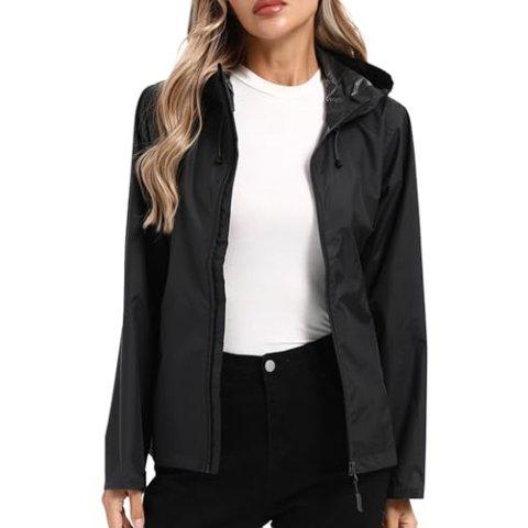 LeSies Women's Lightweight Waterproof Rain Jacket XL