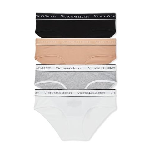 Victoria's Secret 女士 LOGO棉质低腰内裤 4条装 L码