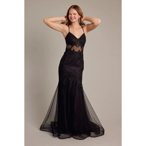 David s BridalEmbroidered Embellished Mermaid Trumpet Dress