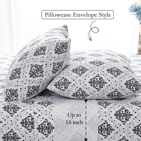 ChicView Boho Microfiber Queen Sheet Set 4-Piece Breathable Soft Deep Pocket Anti-Pilling