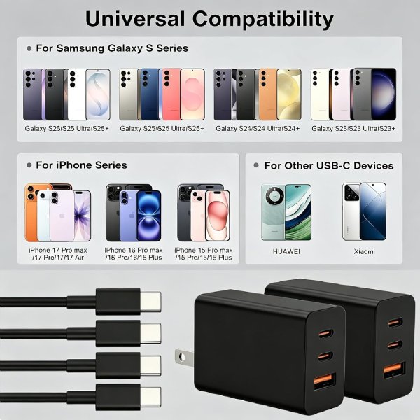Kitminun 65W Super Fast Type-C Wall Charger with 100W USB C Cable Set
