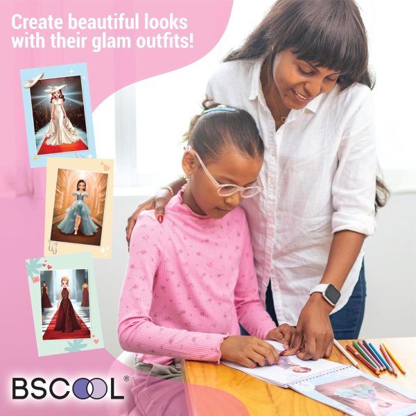 BSCOOL Fashion Sticker Book for Kids Girls Activity Design