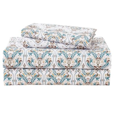 ChicView Queen Size Boho Paisley Microfiber 4-Piece Sheet Set Breathable Anti-Pilling