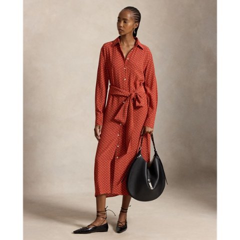 Ralph LaurenPrinted Crepe Tie-Waist Shirtdress
