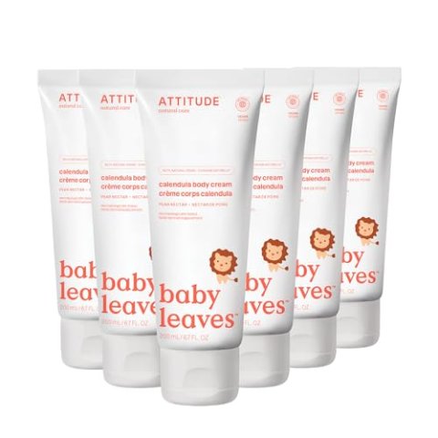 ATTITUDE Baby Body Cream EWG Verified Vegan Pear Nectar 6.7 Fl Oz (Pack of 6)