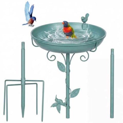 GRECOMEIN 12 Inch Metal Bird Bath for Outside