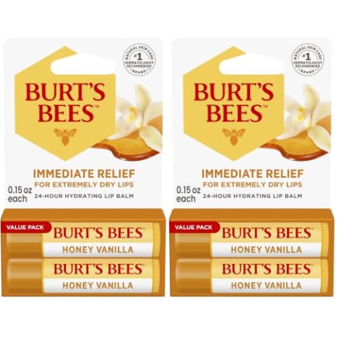 Burt’s Bees Honey Vanilla 24-Hour Hydrating Lip Balm 0.15 oz 4 Pack