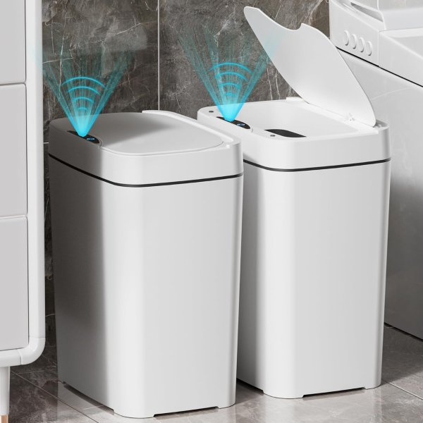 Vanpopubs VANPOPUBS 2-Pack 2.7 Gallon Smart Motion Sensor Trash Can with Lid