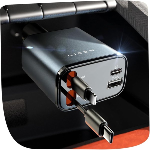 LISEN 4合1伸缩车载充电器 84W 快充 USB-C
