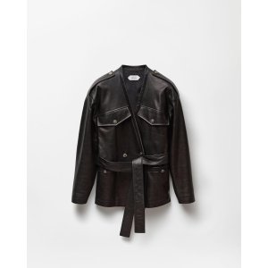 Versace 皮革夹克 系带腰带 V领