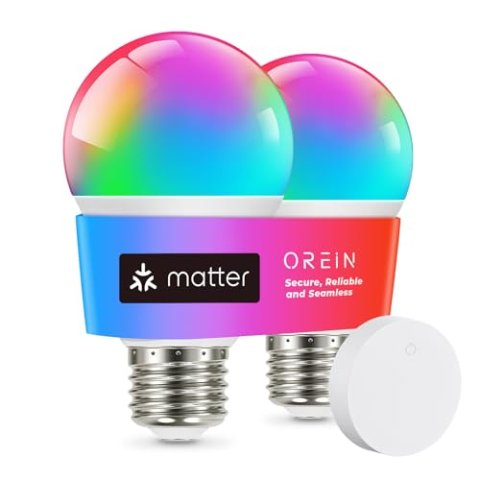OREiN Matter智能灯泡 A19 RGBTW 2只装 遥控