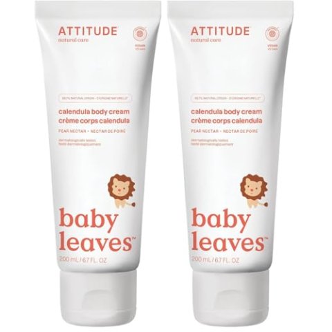ATTITUDE Baby Body Cream EWG Safe Moisturizing Lotion for Sensitive Skin 6.7 Fl Oz (Pack of 2)