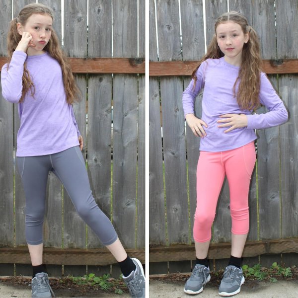 BIG ELEPHANT 3-Pack Girls High Waist Capri Leggings with Pocket