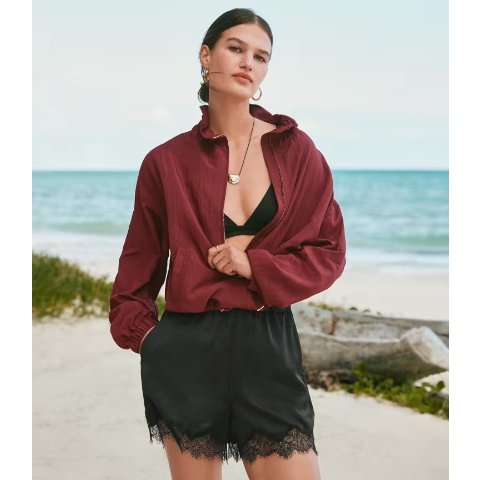 LOFTLace Trim Satin Shorts