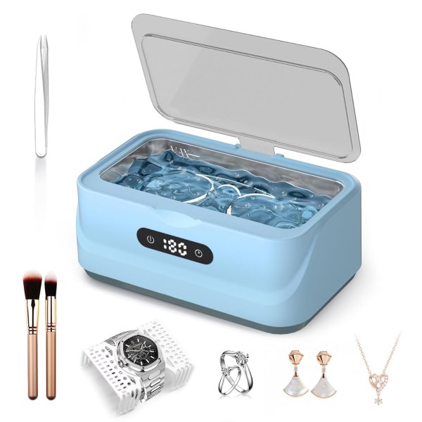Klivvio Ultrasonic Jewelry Cleaner 48kHz Portable 13.5oz for Home and Travel