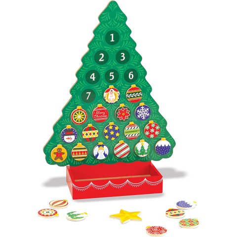  Wooden Magnetic Advent Calendar Christmas Tree with 25 Magnets