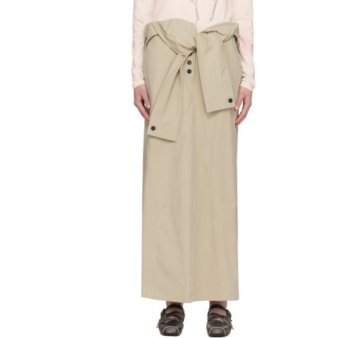 OPEN YYBeige Wrap Trench Midi Skirt
