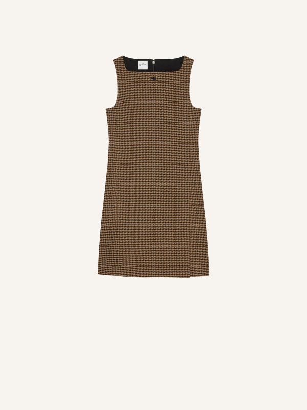 Houndstooth Sleeveless Slit Dress